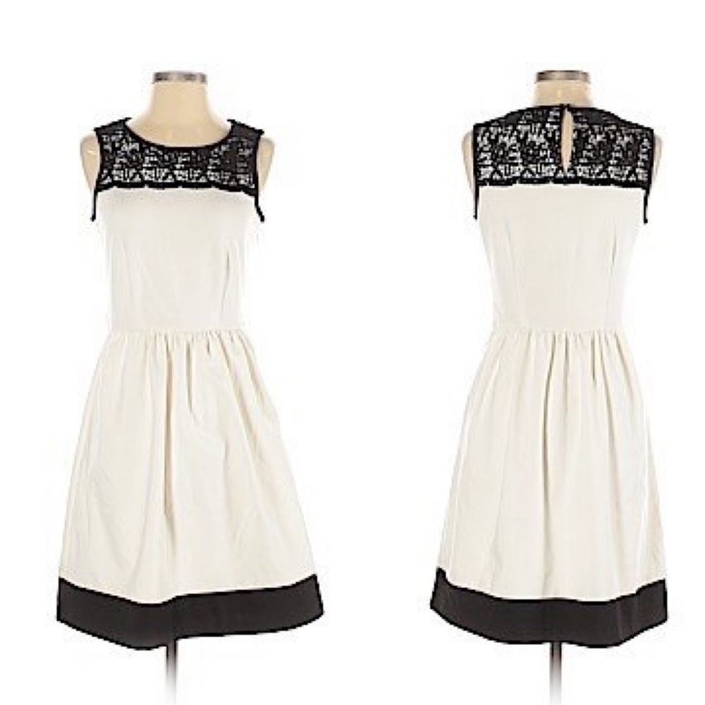 Ivory with black Lace Elle Dress